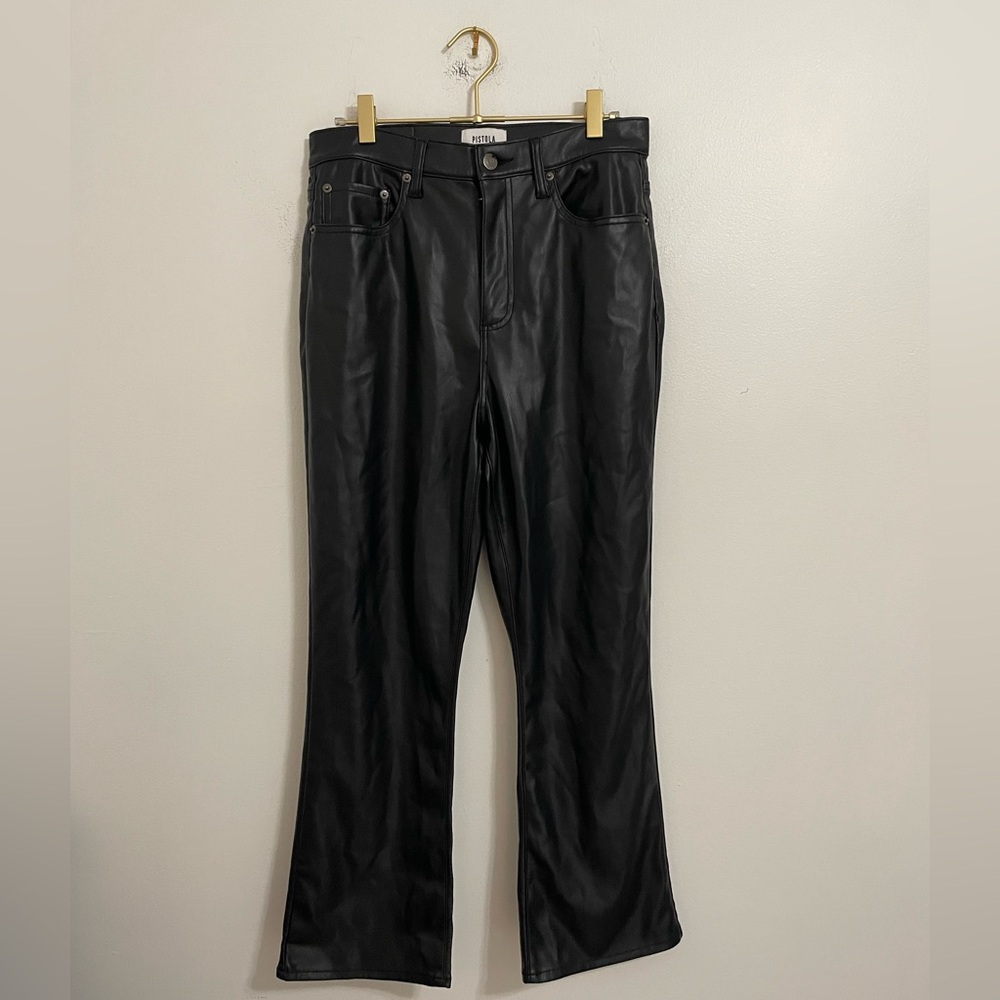 Pistola Charcoal Faux Leather Pants